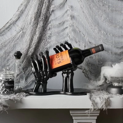 Black High Gloss Resin Halloween Wine Bottle Holder - Hyde & EEK! Boutique™ 2 Black High Gloss Resin Halloween Wine Bottle Holder - Hyde & EEK! Boutique™ - Image 2