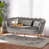 Genia Velvet Fabric Upholstered And Metal Sofa Gray/Gold - Baxton Studio