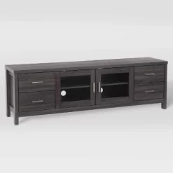 Hollywood Cabinet With Doors TV Stand For TVs Up To 80" Dark Gray - CorLiving