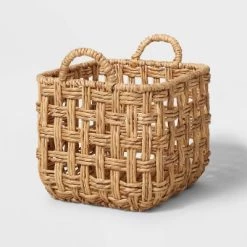 Twisted Open Checkered Weave Milk Crate Natural - Brightroom™ -Cozy Living Deals Store GUEST 7cdb0b06 63dd 4c9e 9054 23599ff003c3