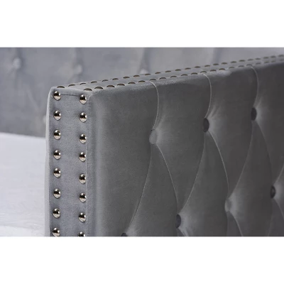 Larkin Velvet Fabric Upholstered Daybed With Trundle - Baxton Studio 6 Larkin Velvet Fabric Upholstered Daybed With Trundle - Baxton Studio - Image 6