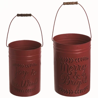 Transpac Metal Red Christmas Deep Rustic Buckets Set Of 2 1 Transpac Metal Red Christmas Deep Rustic Buckets Set Of 2