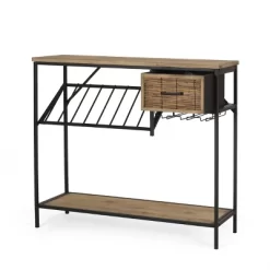 Boster Boho Industrial 8 Bottle Wine Rack Console Table With Storage Natural/Black - Christopher Knight Home -Cozy Living Deals Store GUEST 7d84e1f0 712a 48e2 9756 b281cb51fe61