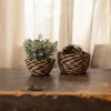 Set Of 2 Braid Woven Baskets Black & Natural Rope By Foreside Home & Garden
