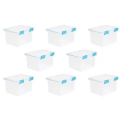 Sterilite 32 Quart Stackable Clear Plastic Storage Tote Container With Blue Gasket Latching Lid For Home And Office Organization, Clear -Cozy Living Deals Store GUEST 7ec27af3 23b9 4d45 8a87 62318e859ff7