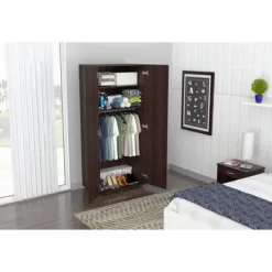 2 Door Wardrobe/Armoire Espresso - Inval