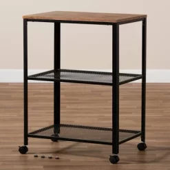 Verna Metal And Wood Kitchen Serving Cart Oak Brown/Black - Baxton Studio 9 Verna Metal And Wood Kitchen Serving Cart Oak Brown/Black - Baxton Studio -Cozy Living Deals Store GUEST 7fd54257 9a00 4696 9a50 4343d5962208