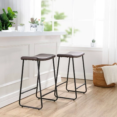 Set Of 2 Easton Saddle Counter Height Barstools Brown/Black - Acessentials 2 Set Of 2 Easton Saddle Counter Height Barstools Brown/Black - Acessentials - Image 2