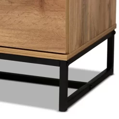 Franklin Wood And Metal 5 Drawer Bedroom Chest Oak/Black - Baxton Studio -Cozy Living Deals Store GUEST 8017dc2e 116c 427c 81de a8fbeefd2ecb