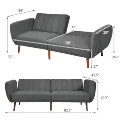 Costway Convertible Futon Sofa Bed Adjustable Couch Sleeper W/ Wood Legs NavyGreyYellow -Cozy Living Deals Store GUEST 802225a6 27fd 4d9b a35c 99ffd983e645