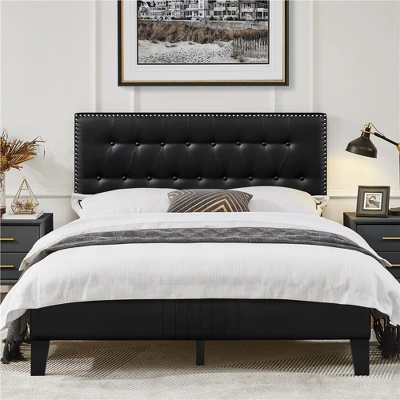 Yaheetech Upholstered Bed Frame With Button-Tufted Headboard 2 Yaheetech Upholstered Bed Frame With Button-Tufted Headboard - Image 2