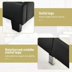 Costway Queen Upholstered Platform Bed Frame With Linen/PU Headboard Wood Slat Gray/Black -Cozy Living Deals Store GUEST 80736861 e90a 49b4 b6d3 a6b928aab49b