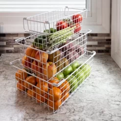 Set Of 3 Storage Bins - Basket Set For Toy, Kitchen, Closet, And Bathroom Storage - Small, Medium, And Large Shelf Organizers By Home-Complete (White) -Cozy Living Deals Store GUEST 80ad98a1 5c37 4471 968b da1739c2765a