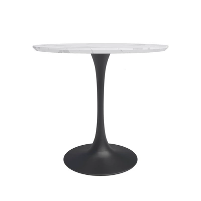 3pc Kurv Dining Set White Faux Marble/Black - Jamesdar 3 3pc Kurv Dining Set White Faux Marble/Black - Jamesdar - Image 3