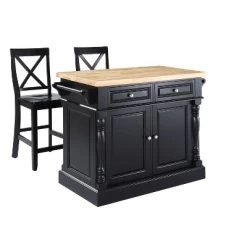 Oxford Kitchen Island With 2 X-Back Stools Black - Crosley -Cozy Living Deals Store GUEST 80f7bc31 c994 4873 b423 c79af45fd668