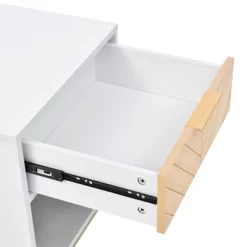 Nightstand With USB Charging Ports, End Table With 1 Drawer And Metal Legs, White+Natural Finish-ModernLuxe -Cozy Living Deals Store GUEST 8176a0dd b541 41f9 a391 01b10ffd9522