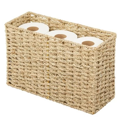 MDesign Large Rustic Woven Seagrass Toilet Tank Bathroom Storage Basket 5 MDesign Large Rustic Woven Seagrass Toilet Tank Bathroom Storage Basket - Image 5