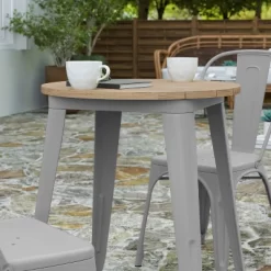 Merrick Lane Indoor/Outdoor Dining Table, 23.75" Round All Weather Poly Resin Top With Steel Base -Cozy Living Deals Store GUEST 81a9ae7d 46fb 47ea 842f 1657c1c89db2