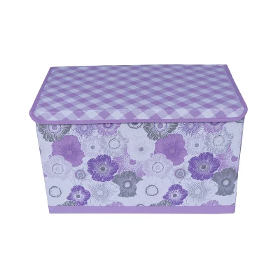Bacati - Watercolor Floral Purple/Gray Fabric Storage Toy Chest 1 Bacati - Watercolor Floral Purple/Gray Fabric Storage Toy Chest