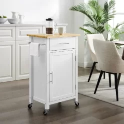 Savannah Wood Top Compact Kitchen Island Cart White/Natural - Crosley -Cozy Living Deals Store GUEST 81f48fc0 1225 4934 98f7 72416726b080