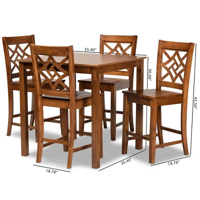 5pc Nicolette Wood Pub Dining Set Walnut/Brown - Baxton Studio 8 5pc Nicolette Wood Pub Dining Set Walnut/Brown - Baxton Studio - Image 8