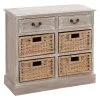 Wood Storage Accent Chest 4 Wicker Basket Drawers Taupe - Olivia & May
