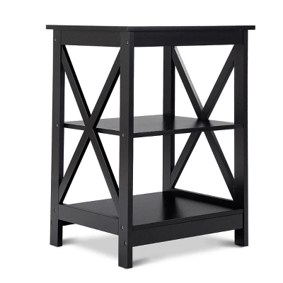 Costway 3-Tier Nightstand End Table Storage Display Shelf Living Room Furniture Black 9 Costway 3-Tier Nightstand End Table Storage Display Shelf Living Room Furniture Black - Image 9
