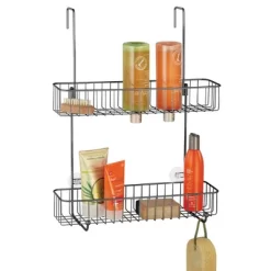 MDesign Wide Metal Over Door Hanging Shower Caddy, 2 Hooks And Baskets -Cozy Living Deals Store GUEST 82babdd6 fa98 428c b08e 36b6517e5bd3