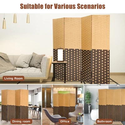 Costway 4 Panel Folding Room Divider Weave Fiber Privacy Partition Screen 6FT Tall 5 Costway 4 Panel Folding Room Divider Weave Fiber Privacy Partition Screen 6FT Tall - Image 5