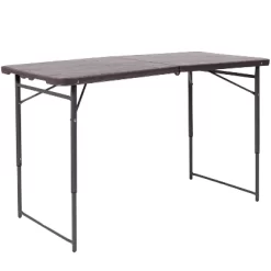 Flash Furniture 4-Foot Height Adjustable Bi-Fold Dark Gray Plastic Folding Table With Carrying Handle -Cozy Living Deals Store GUEST 838a87a5 de88 49f6 ab03 6a29a6ef5324