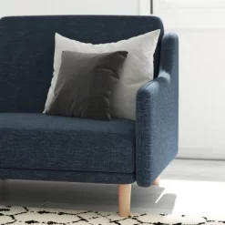 Emma And Oliver Plush Padded Upholstered Split Back Sofa Futon With Smooth Curved Removable Arms And Wooden Legs -Cozy Living Deals Store GUEST 83cd44ad 6352 4aa6 a586 2c31f538c776