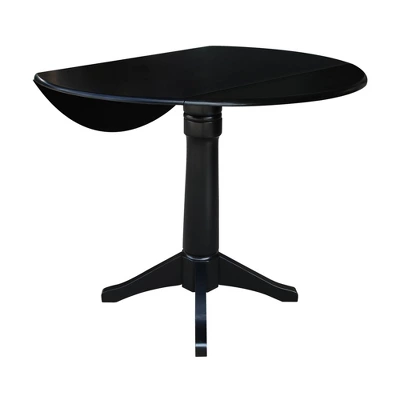 Sandon Round Dual Drop Leaf Pedestal Table Black - International Concepts 3 Sandon Round Dual Drop Leaf Pedestal Table Black - International Concepts - Image 3