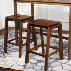 Sunnydaze Decor Sunnydaze Set Of 2 Indoor Wooden Backless Counter-Height Stools - Dark Walnut - 25"