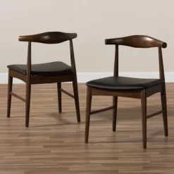 Set Of 2 Winton Mid Century Modern Walnut Wood Dining Chairs Black, Brown - Baxton Studio 12 Set Of 2 Winton Mid Century Modern Walnut Wood Dining Chairs Black, Brown - Baxton Studio -Cozy Living Deals Store GUEST 84e5b041 9dc0 4e70 a8b3 a78589207394