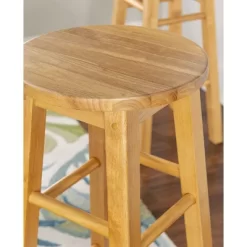 PJ Wood Classic Round-Seat 29 Inch Tall Kitchen Counter Stools For Homes, Dining Spaces, And Bars With Backless Seats, Square Legs, Natural, Set Of 2 -Cozy Living Deals Store GUEST 84f3789e 7a7e 4638 9cda 40e07db517b5