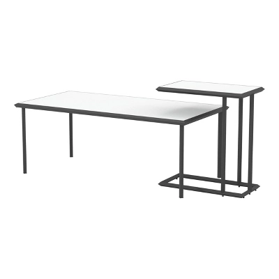 Inlissa 2 Open Shelf Console Table Gun Metal/White High Gloss - MiBasics 3 Inlissa 2 Open Shelf Console Table Gun Metal/White High Gloss - MiBasics - Image 3