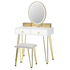 Costway Industrial Vanity Makeup Dressing Table Padded Stool Set 3-Color Lighted Mirror -Cozy Living Deals Store GUEST 858e317e 95ec 43c4 9c23 00ddedae5278