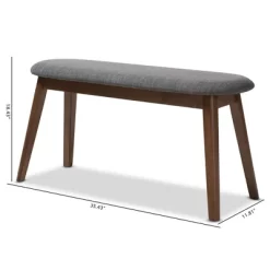 Baxton Studio Easton Mid Century Modern Walnut Finished Wood Fabric Upholstered Bench -Cozy Living Deals Store GUEST 863a3145 d0e5 4d2d b64d d1e231148e26