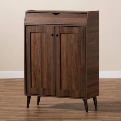 Cormier Walnut Finished 2 Door Wood Entryway Shoe Storage Cabinet Brown - Baxton Studio 3 Cormier Walnut Finished 2 Door Wood Entryway Shoe Storage Cabinet Brown - Baxton Studio - Image 3