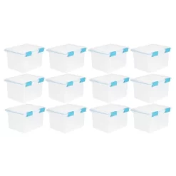 Sterilite 32 Quart Stackable Clear Plastic Storage Tote Container With Blue Gasket Latching Lid For Home And Office Organization, Clear -Cozy Living Deals Store GUEST 86d65f11 c29c 42f0 a90c 16e78987ba85