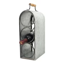 3-Bottle Wine Rack With Handle Tin Finish 15.5" - Drew DeRose