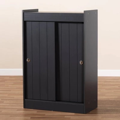 2 Door Leone Finished Wood Entryway Shoe Storage Cabinet Black - Baxton Studio 5 2 Door Leone Finished Wood Entryway Shoe Storage Cabinet Black - Baxton Studio - Image 5