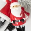 Sullivans Santa Hat & Gift Metal Bottle Stopper Set Of 3, 4.5"H, 5"H, 4"H5.5"H Red
