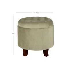 Large Round Button Tufted Storage Ottoman - HomePop