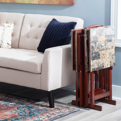 Faux Marble Tray Table Set - Linon 15 Faux Marble Tray Table Set - Linon - Image 15