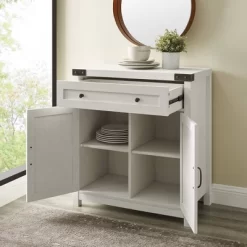 Clarabelle Rustic Farmhouse Barn Door Accent Cabinet - Saracina Home