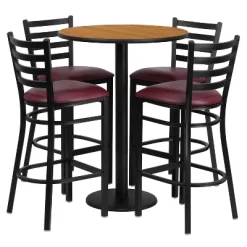 Emma And Oliver 30" Round Laminate Table Set With 4 Ladder Back Metal Stools -Cozy Living Deals Store GUEST 88164733 88a7 4f86 9c74 276fa64ad4d2