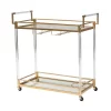 Savannah Metal And Glass Wine Cart Gold/Clear - Baxton Studio