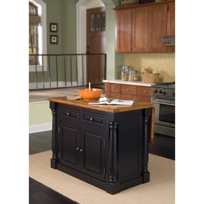 Monarch Kitchen Island With Oak Top Black - Homestyles 2 Monarch Kitchen Island With Oak Top Black - Homestyles - Image 2
