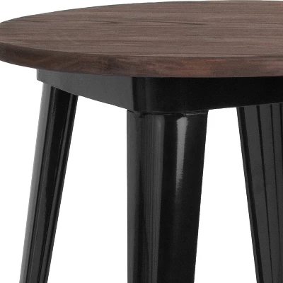 Merrick Lane 24" Round Metal Indoor Bar Height Table With Galvanized Steel Frame And Rustic Wood Top 3 Merrick Lane 24" Round Metal Indoor Bar Height Table With Galvanized Steel Frame And Rustic Wood Top - Image 3